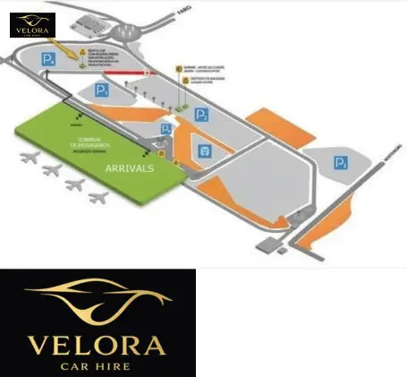 Algarve car hire - Faro Airport desk map with logo
